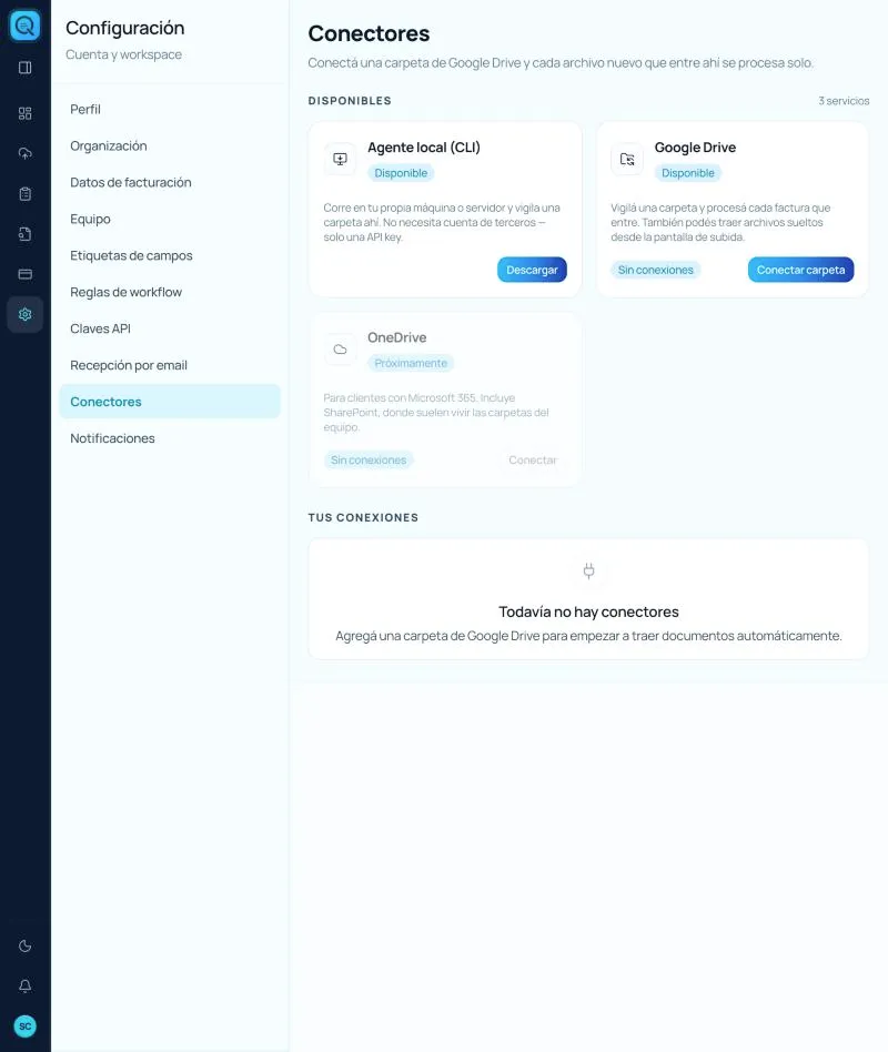 Configuración → Conectores